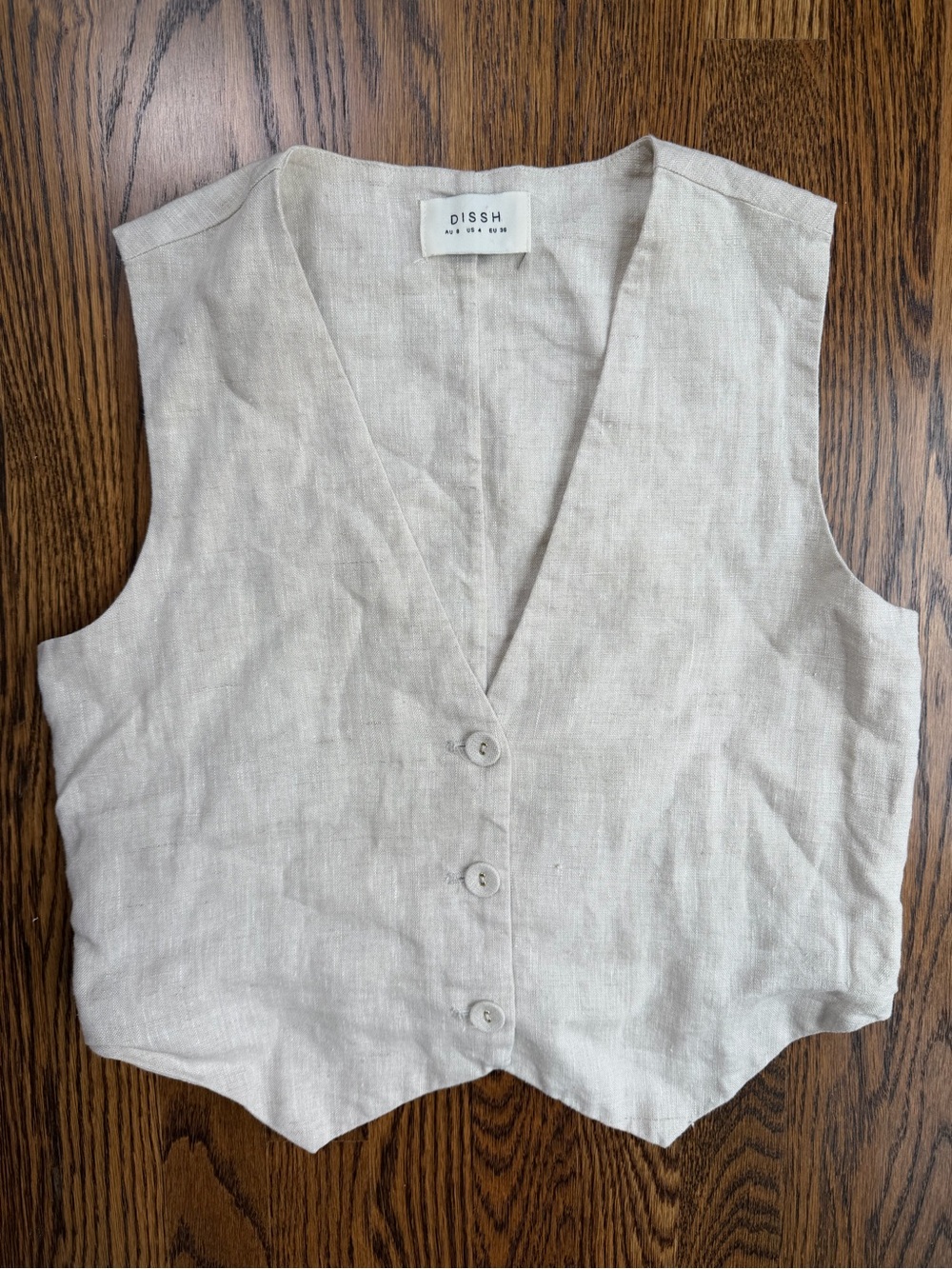 DISSH Cream Linen Button-Front Women’s Vest